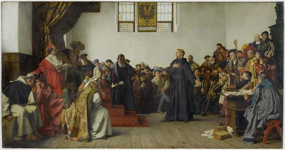 Luther auf dem Reichstag zu Worms Anton von Werner, 1877 (Replik nach dem Original von 1870) Öl auf Leinwand 66 × 125 cm Staatsgalerie Stuttgart